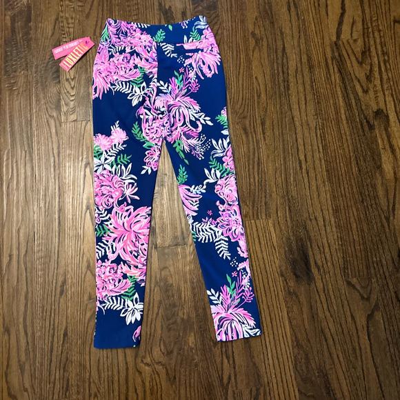 Lilly Pulitzer Corso Pant Womens Size 00 Blue Floral Athletic Casual UPF 50+ NWT - Picture 2 of 5